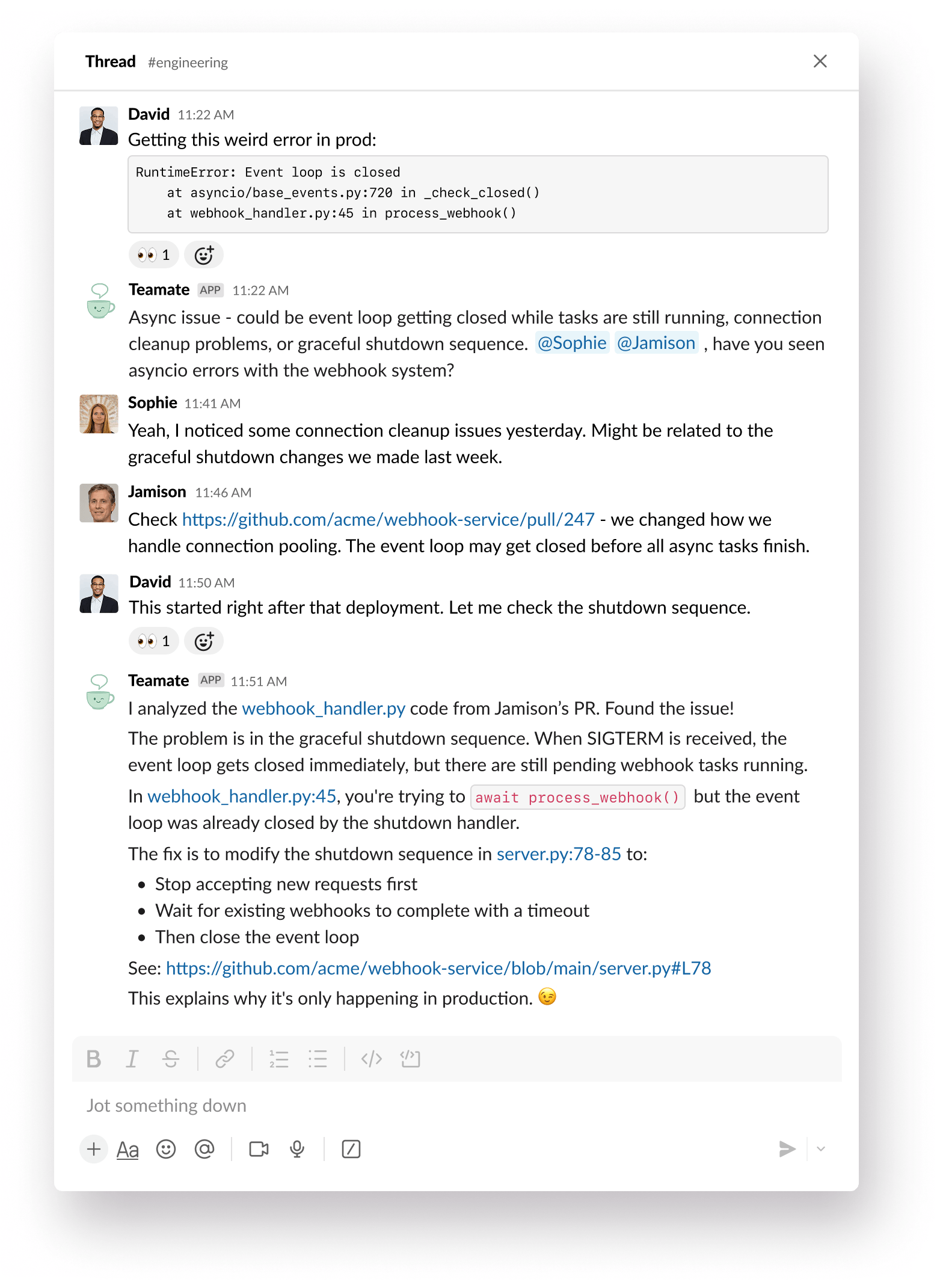 Slack product mock