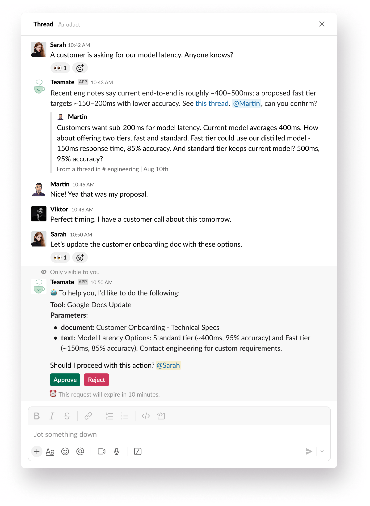 Slack product mock